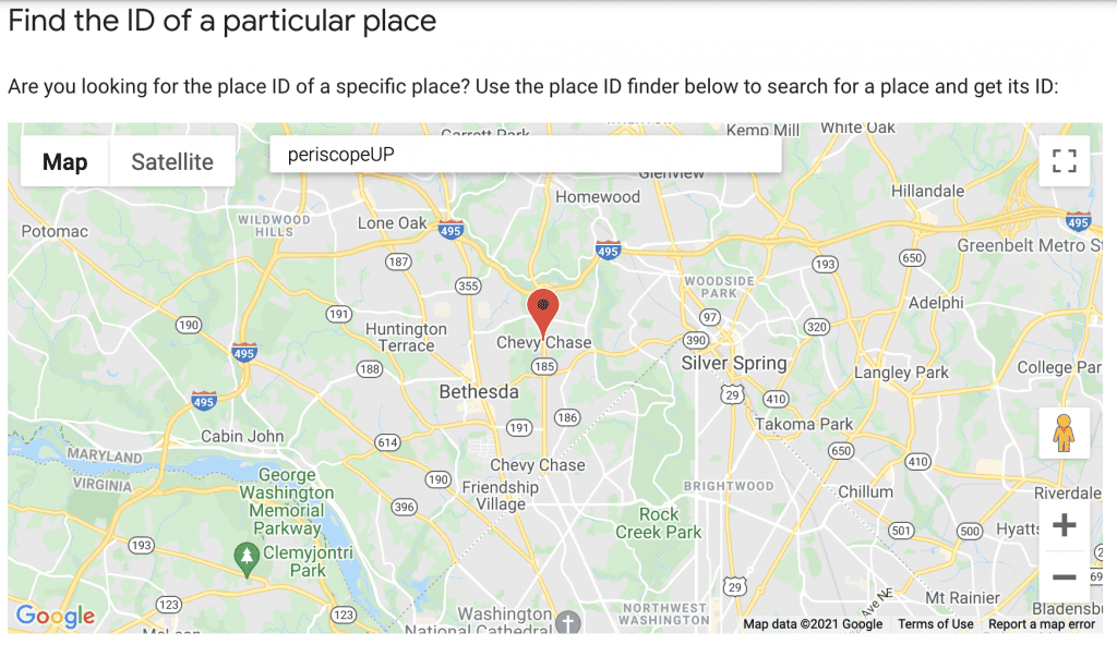 Google Maps Place ID tool.