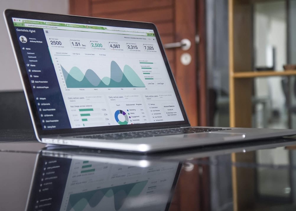 Image of a laptop showing analytics data symbolizing Google Analytics data.