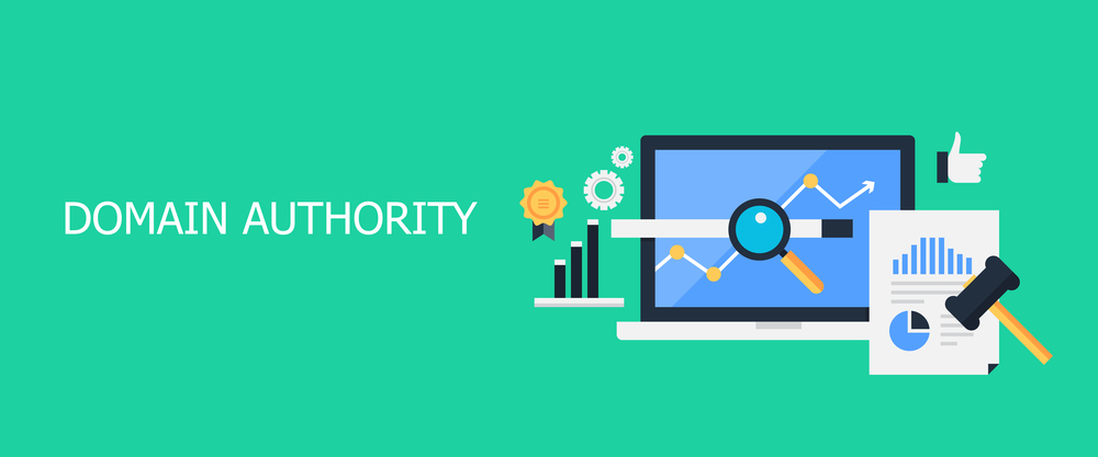 Illustration depicting Domain Authority, or DA, a website metric by Moz. Domain Authority is a predictor of how well a website will rank in search.
