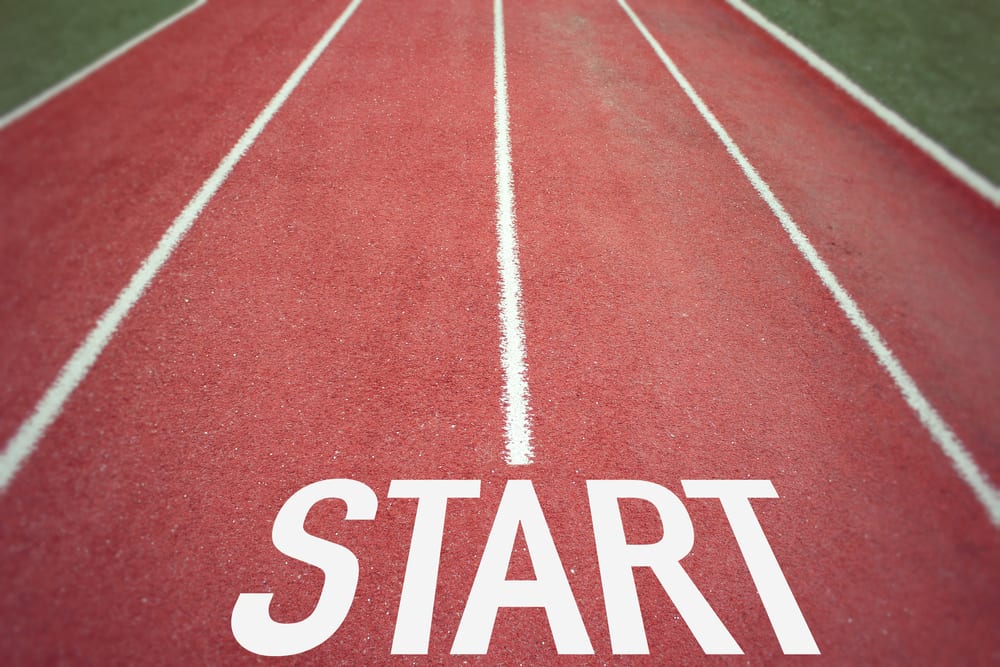 Image of race starting line representing getting started with Google Analytics to improve business performance