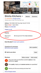 Example of an event listing in a Google Business Listing.
