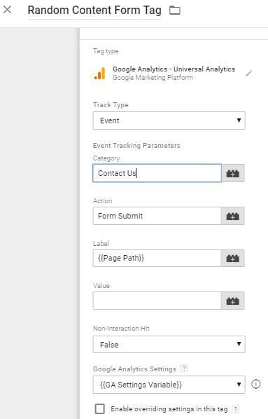 Image of how to setup an Event in Google Tag Manager