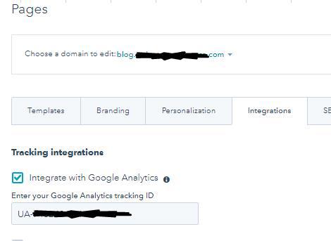 Image shows Integrate with Google Analytics checkbox in Hubspot 