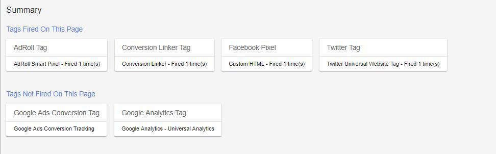 Image of Google Tag Manager to understand about tags fired vs. non-fired
