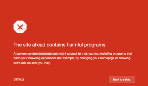 This site ahead contains harmful programs alert