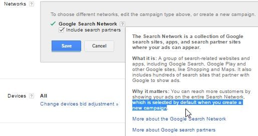 Google Adwords searchpartner