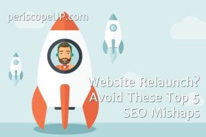 Vector image of man in rocket representing the concept of a website relaunch and the mistakes to avoid.
