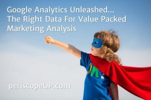 Child wearing a blue mask and red cape over a blue t-shirt with right hand outstretched as if taking off in flight, representing unleashing the power of Google Analytics.