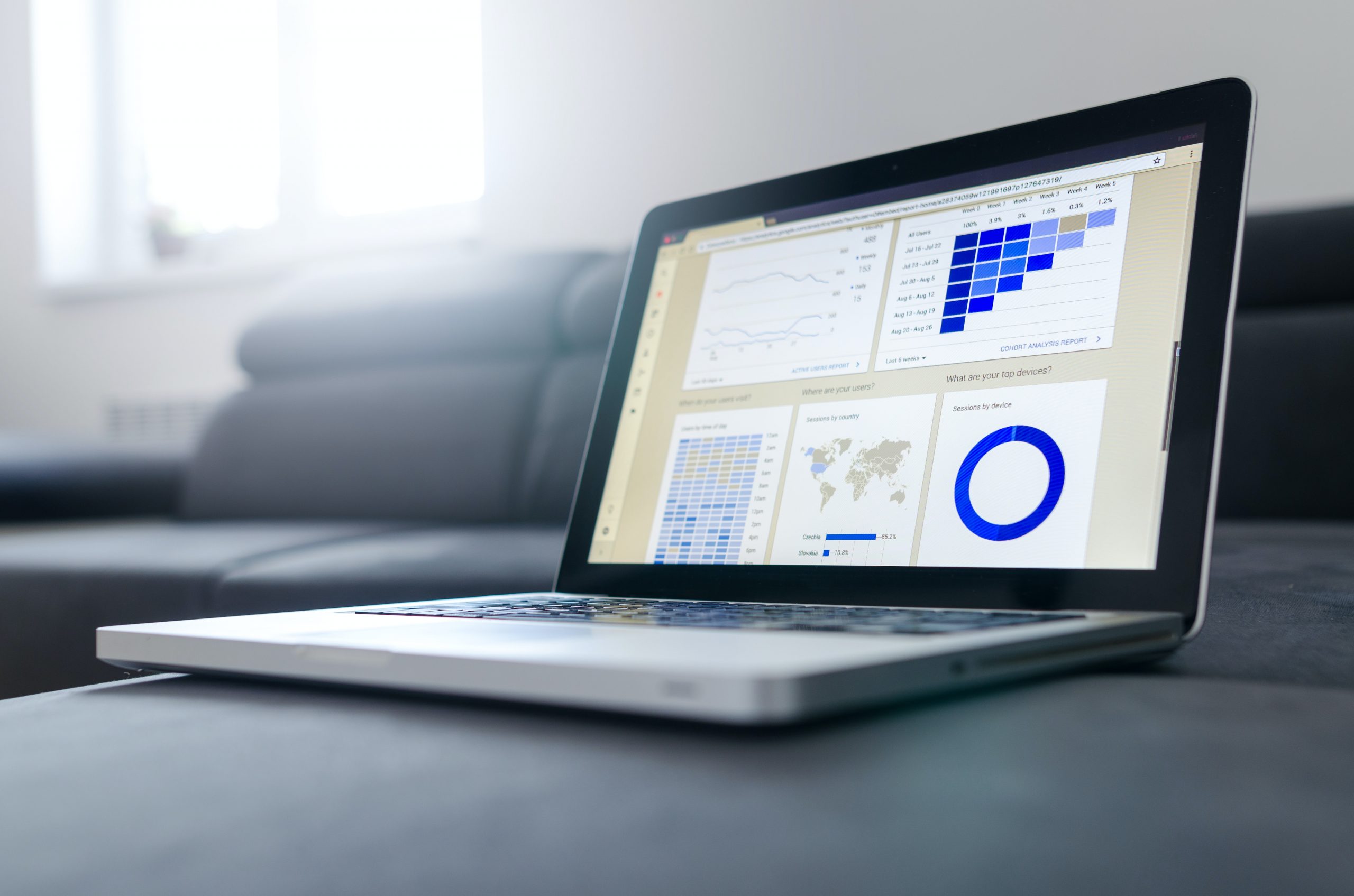 Image of a laptop with Analytics on the screen symbolizing Google Analytics audit agency