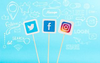 twitter, facebook, and instagram logos