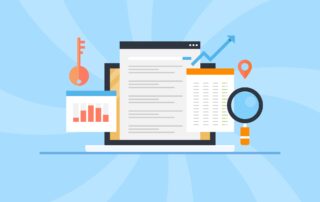 illustration of web page, content, and local search results coming out of a laptop