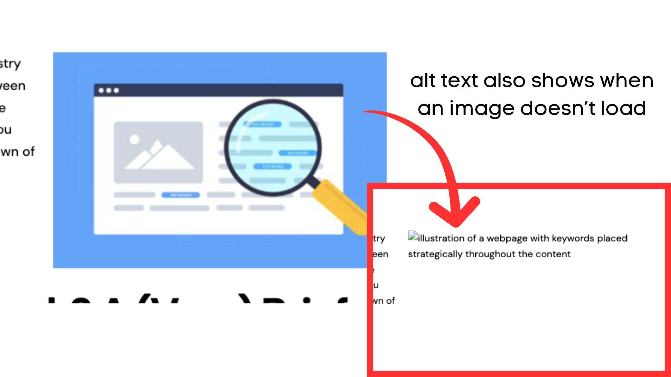 graphic showing a broken image displaying alt text